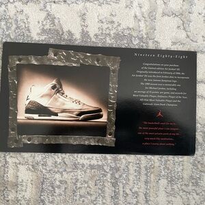 1994 Air Jordan 3 Retro "White Cement" retro card only. No shoes
